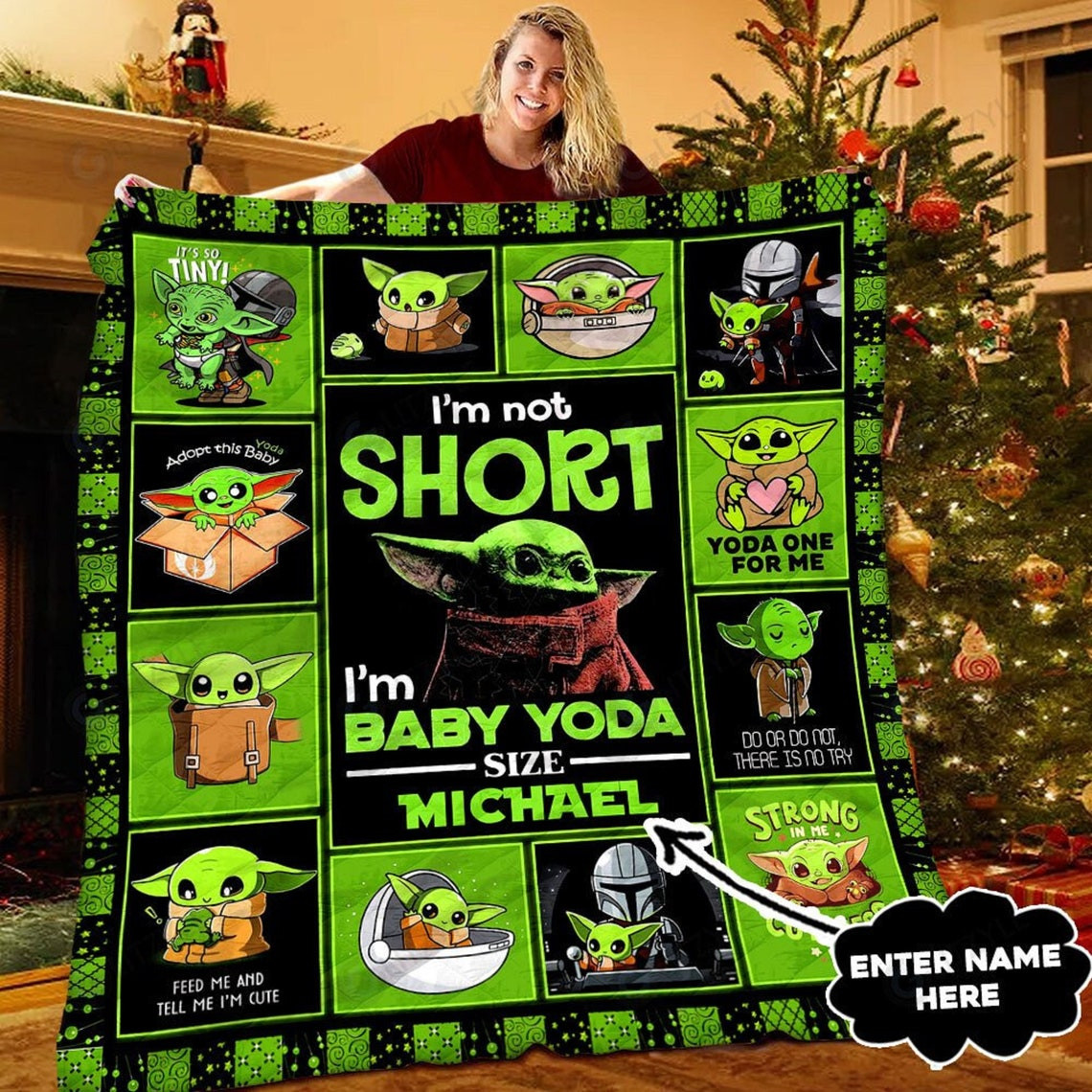 Personalized Baby Yoda Custom Name Blanket Personalized Baby Yoda Custom Name Blanket