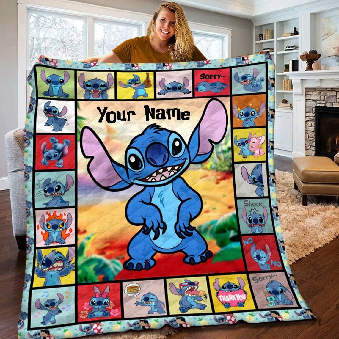 Personalized Stitch Custom Name Blanket Quilt Personalized Stitch Custom Name Blanket Quilt