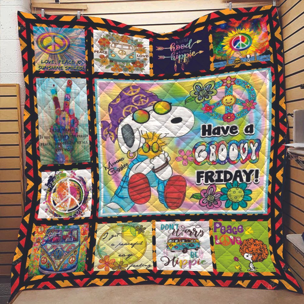 Hippie Snoopy With Groovy Flowers And Peace Love Symbol Snoopy Have A Groovy Friday Blanket Hippie Snoopy With Groovy Flowers And Peace Love Symbol Snoopy Have A Groovy Friday Blanket