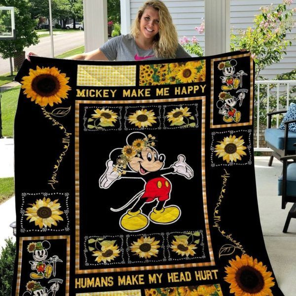 Mickey Mouse Disney Make Me Happy Humans Make My Head Hurt Blanket Mickey Mouse Disney Make Me Happy Humans Make My Head Hurt Blanket