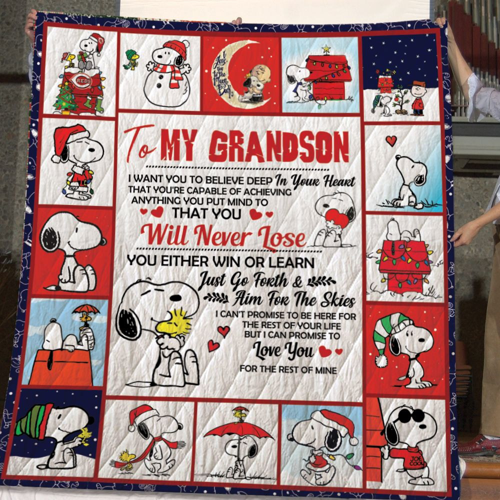Cartoon Character Snoopy To My Grandson Quilt Fleece Blanket Fan Made All Season 3D Blanket Cartoon Character Snoopy To My Grandson Quilt Fleece Blanket Fan Made All Season 3D Blanket