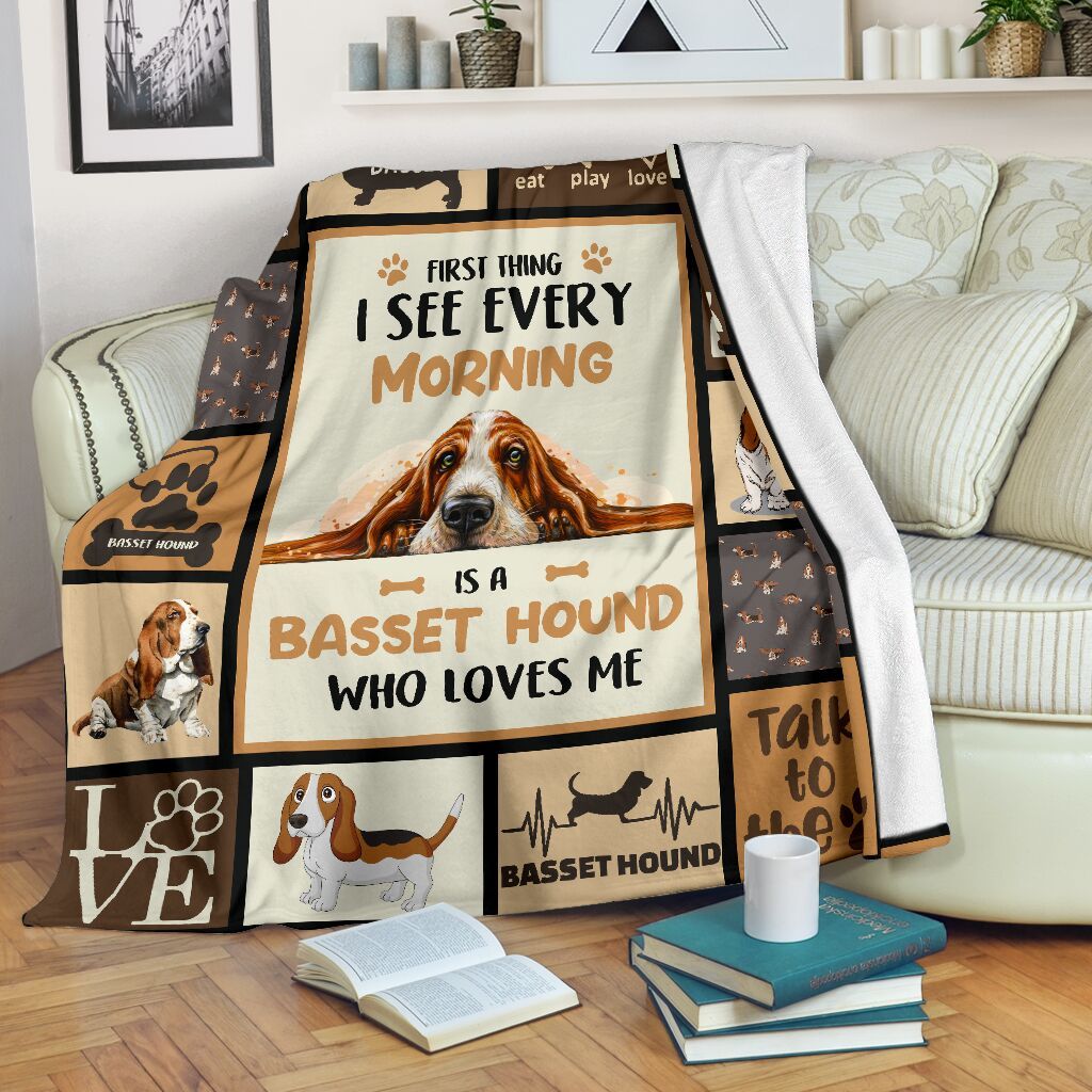 First Thing I See Every Morning Basset Hound Fleece Blanket First Thing I See Every Morning Basset Hound Fleece Blanket
