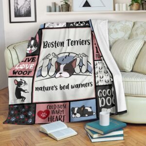 Boston Terrier Natures Bed Warmers Fleece Blanket