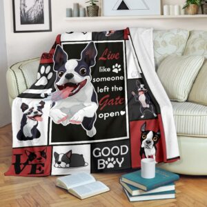 Live Like Someone Boston Terrier Ultra Soft Cozy Fleece Blanket