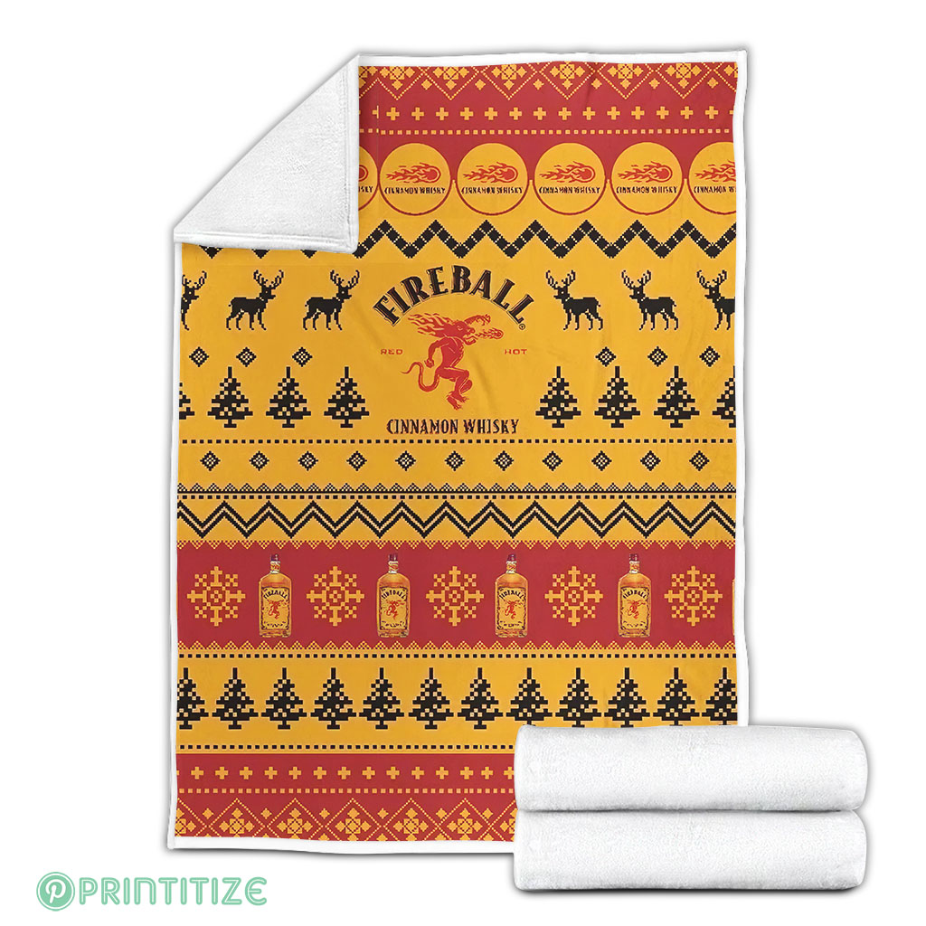 Fireball Ugly Xmas Whisky Fleece Blanket Fireball Ugly Xmas Whisky Fleece Blanket