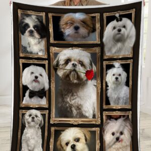 Shih Tzu Dog Picture Frames Ultra Soft Cozy Plush Fleece Blanket
