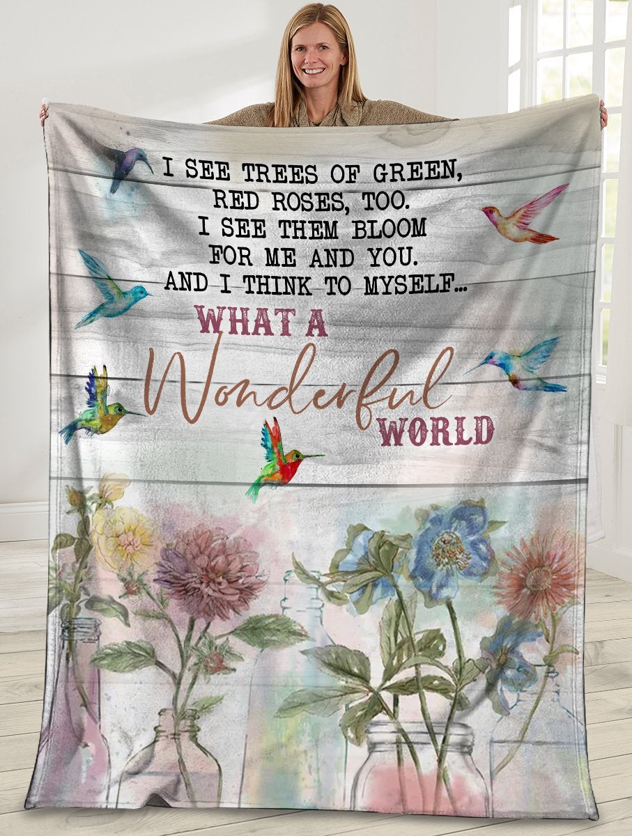 Hummingbird And I Think To Myself What A Wonderful World Ultra Soft Cozy Plush Fleece Blanket Hummingbird And I Think To Myself What A Wonderful World Ultra Soft Cozy Plush Fleece Blanket
