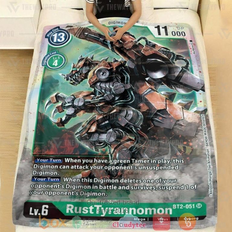 Anime-Digimon-Rusttyrannomon-Custom-Soft-Blanket-1