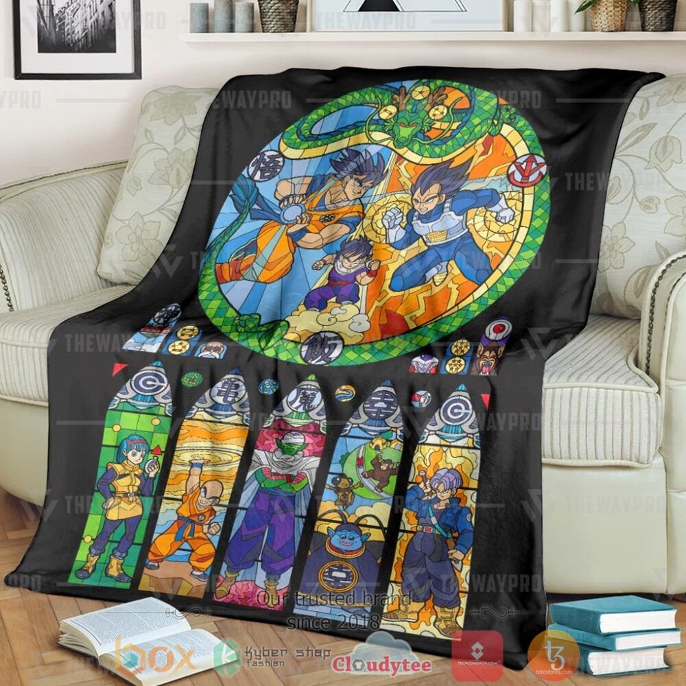 Anime Dragon Ball Stained Glass Custom Soft Blanket Anime Dragon Ball Stained Glass Custom Soft Blanket