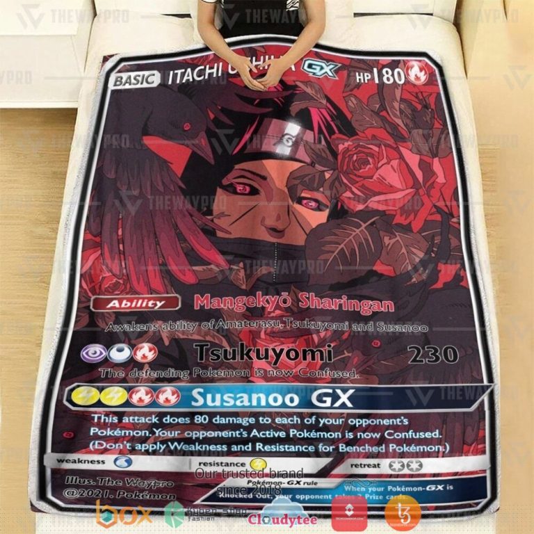 Anime-Naruto-Shippuden-Itachi-Uchiha-X-Pkm-Card-Soft-Blanket-1