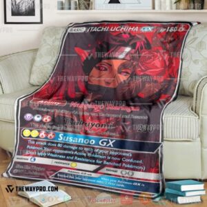 Anime Naruto Shippuden Itachi Uchiha X Pokemon Card Red Soft Blanket