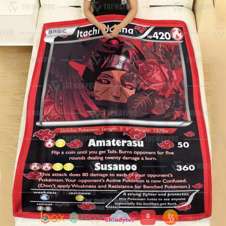 Anime-Naruto-Shippuden-Itachi-Uchiha-X-Pokemon-Card-Soft-Blanket-1