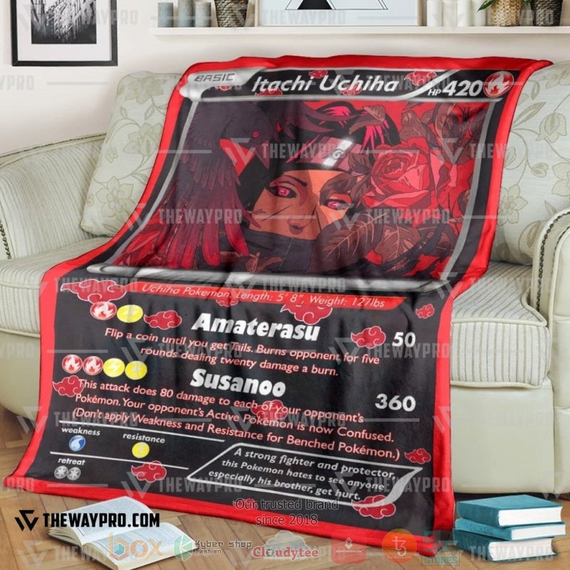 Anime Naruto Shippuden Itachi Uchiha X Pokemon Card Soft Blanket 2 Anime Naruto Shippuden Itachi Uchiha X Pokemon Card Soft Blanket 2