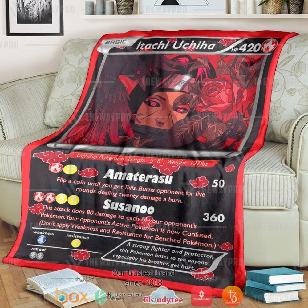 Anime Naruto Shippuden Itachi Uchiha X Pokemon Card Soft Blanket Anime Naruto Shippuden Itachi Uchiha X Pokemon Card Soft Blanket