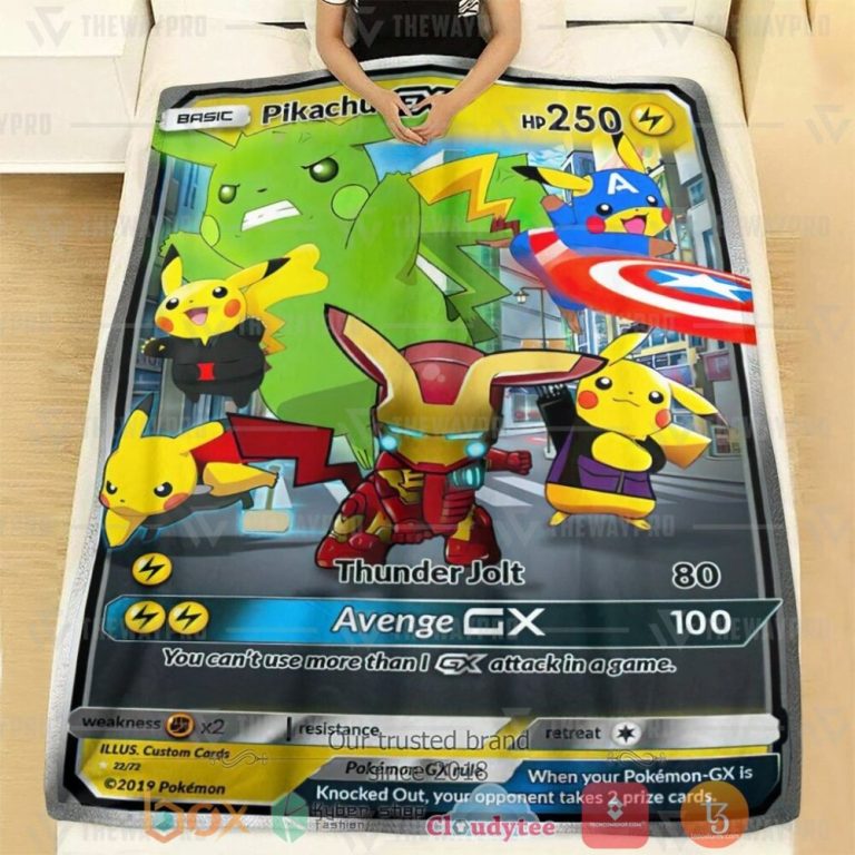 Anime-Pkm-Avengers-Pikachu-Gx-Custom-Soft-Blanket-1