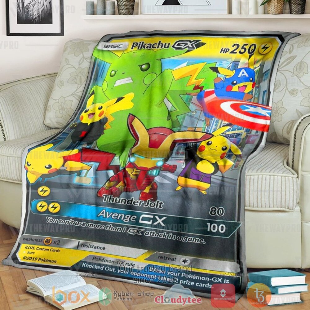 Anime Pkm Avengers Pikachu Gx Custom Soft Blanket Anime Pkm Avengers Pikachu Gx Custom Soft Blanket