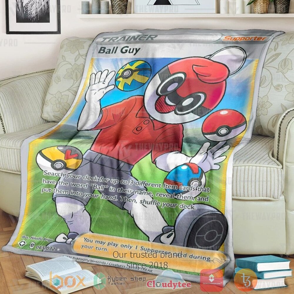 Anime Pkm Ball Guy Shining Fates Trainer Custom Soft Blanket Anime Pkm Ball Guy Shining Fates Trainer Custom Soft Blanket
