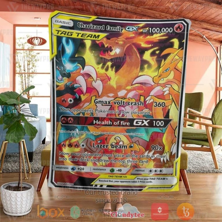 Anime-Pkm-Charizard-Family-Mega-Shadow-Vmax-Custom-Soft-Blanket-3