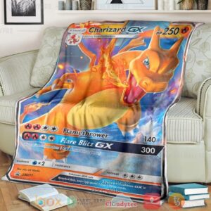 Anime Pkm Charizard Gx Sun And Moon Promos Custom Soft Blanket