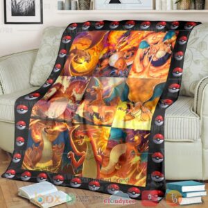 Anime Pkm Charizard Poke Ball Custom Soft Blanket