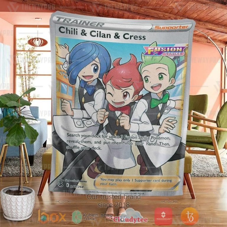 Anime-Pkm-Chili-And-Cilan-And-Cress-Trainer-Custom-Soft-Blanket-3