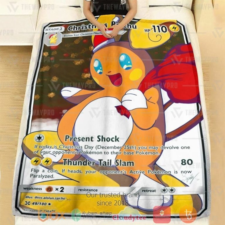 Anime-Pkm-Christmas-Raichu-Custom-Soft-Blanket-1