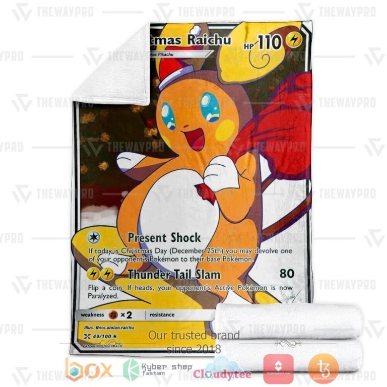Anime-Pkm-Christmas-Raichu-Custom-Soft-Blanket-2