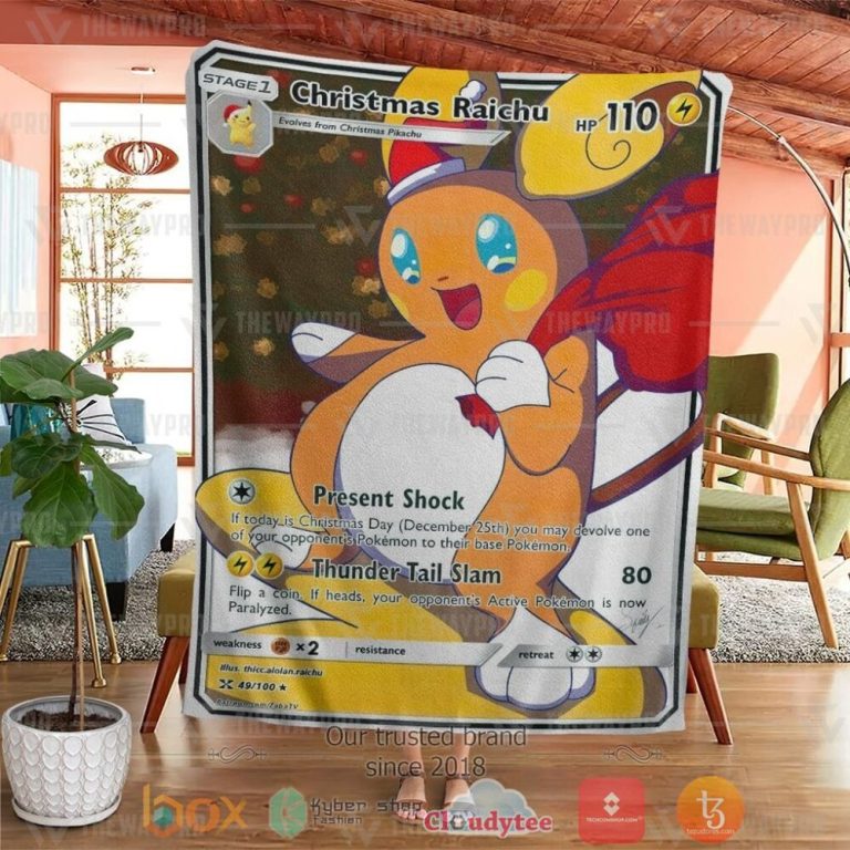 Anime-Pkm-Christmas-Raichu-Custom-Soft-Blanket-3