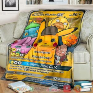 Anime Pkm Detective Pikachu And Friends Gx Custom Soft Blanket