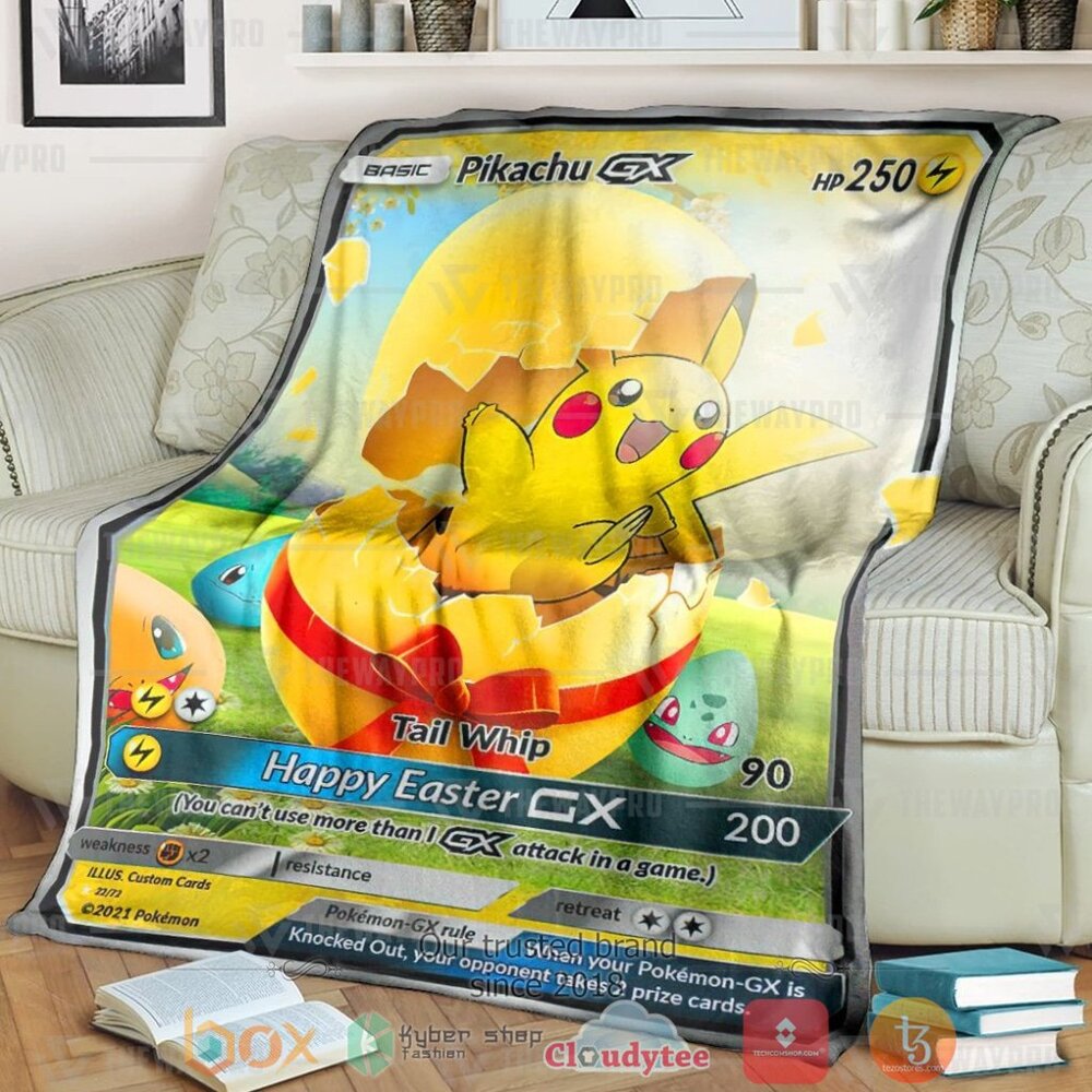 Anime Pkm Easter Pikachu Gx Custom Soft Blanket Anime Pkm Easter Pikachu Gx Custom Soft Blanket