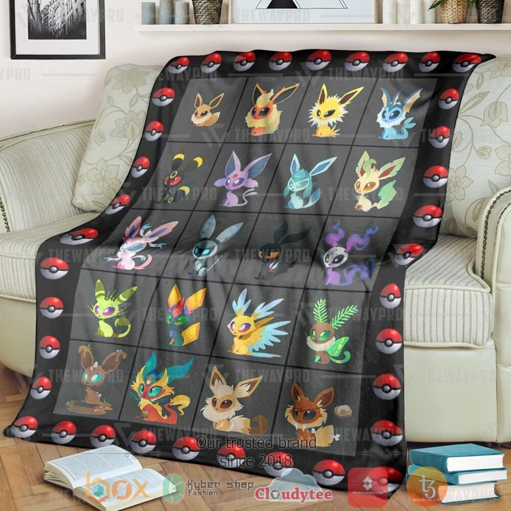 Anime Pkm Eevee Evolution Form Custom Soft Blanket Anime Pkm Eevee Evolution Form Custom Soft Blanket