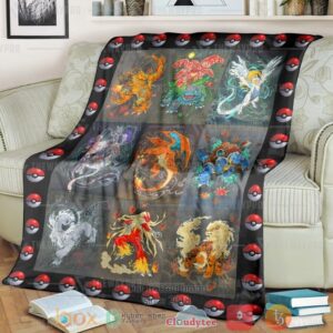 Anime Pkm Evolution Poke Ball Around Custom Soft Blanket