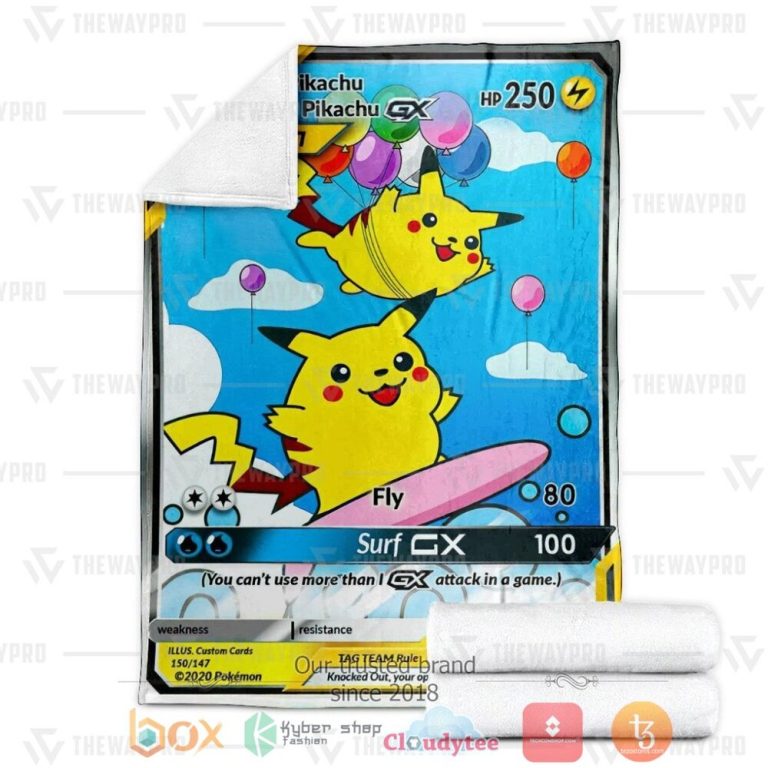 Anime-Pkm-Flying-And-Surfing-Pikachu-Tag-Team-Gx-Custom-Soft-Blanket-2