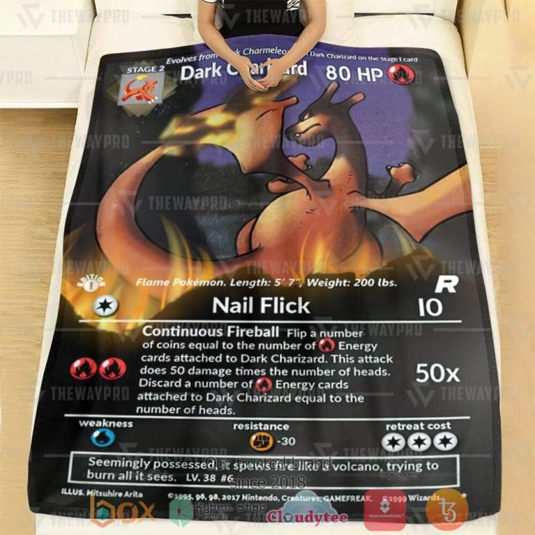 Anime-Pkm-Full-Art-Dark-Charizard-Custom-Soft-Blanket-1