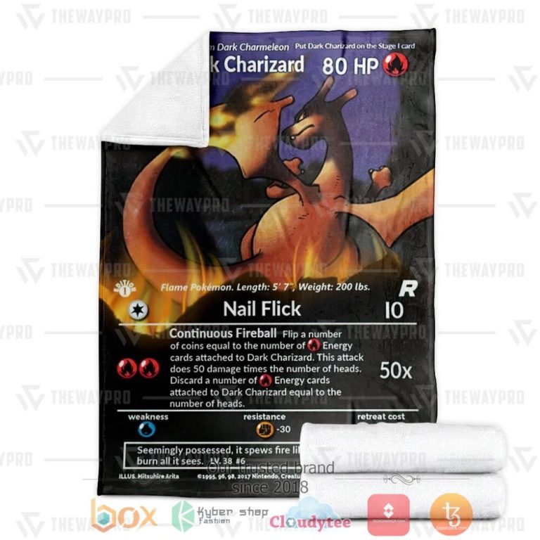 Anime-Pkm-Full-Art-Dark-Charizard-Custom-Soft-Blanket-2
