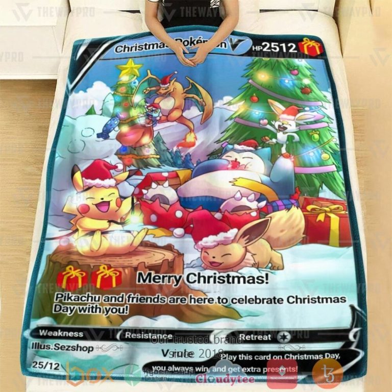 Anime-Pkm-Holo-Pokemon-Christmas-Custom-Soft-Blanket-1