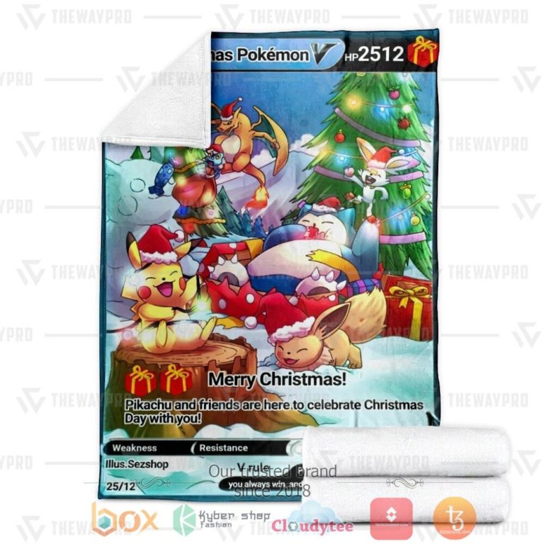 Anime-Pkm-Holo-Pokemon-Christmas-Custom-Soft-Blanket-2