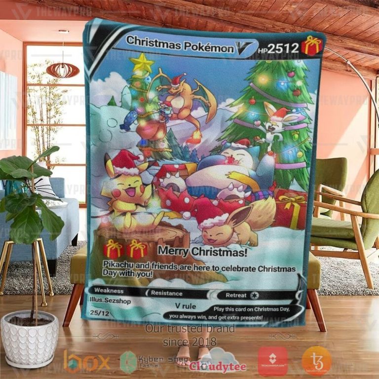 Anime-Pkm-Holo-Pokemon-Christmas-Custom-Soft-Blanket-3