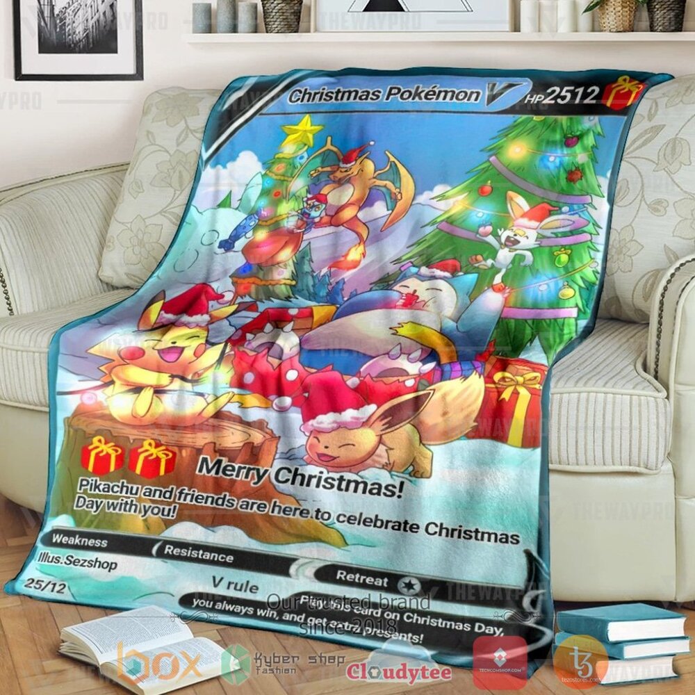 Anime Pkm Holo Pokemon Christmas Custom Soft Blanket Anime Pkm Holo Pokemon Christmas Custom Soft Blanket