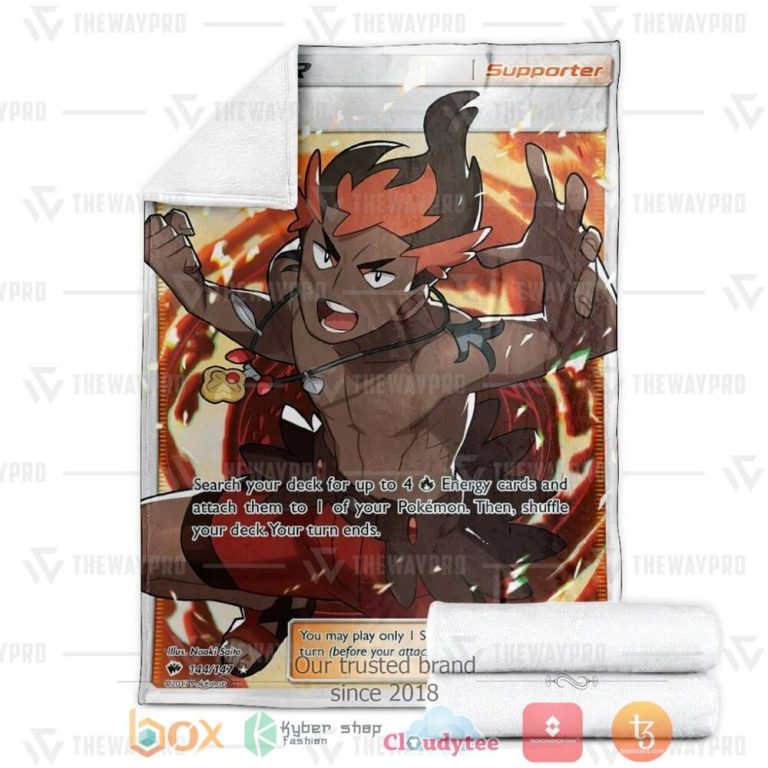 Anime-Pkm-Kiawe-Trainer-Custom-Soft-Blanket-2