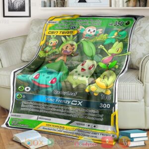 Anime Pkm Leaf Generation Tag Gx Custom Soft Blanket