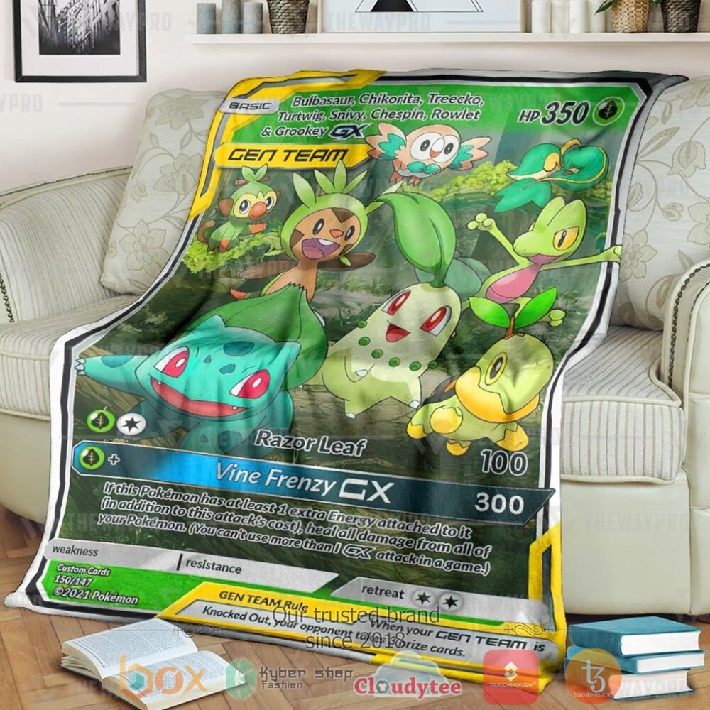 Anime Pkm Leaf Generation Tag Gx Custom Soft Blanket Anime Pkm Leaf Generation Tag Gx Custom Soft Blanket