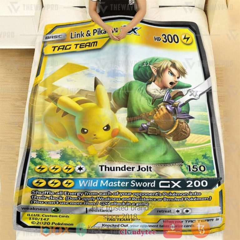 Anime-Pkm-Link-And-Pikachu-Tag-Team-Gx-Custom-Soft-Blanket-2