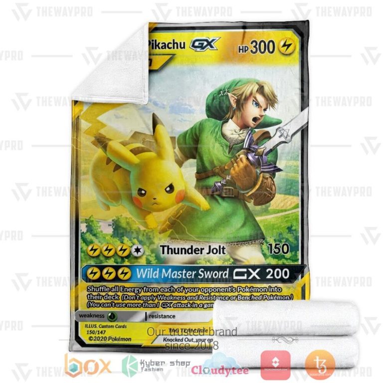 Anime-Pkm-Link-And-Pikachu-Tag-Team-Gx-Custom-Soft-Blanket-3
