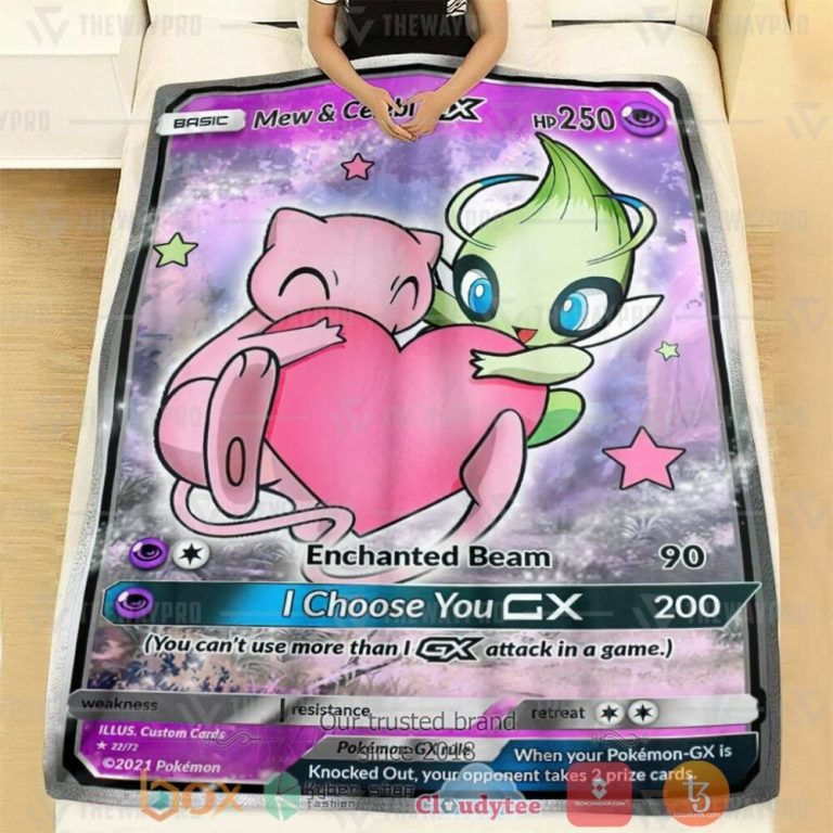 Anime-Pkm-Love-Mew-And-Celebi-Gx-Custom-Soft-Blanket-1