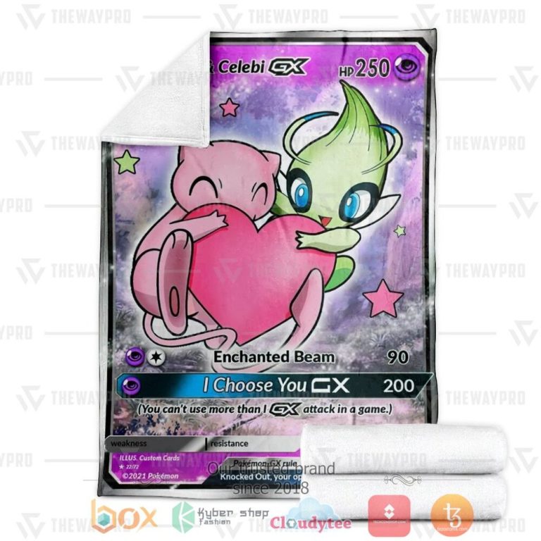 Anime-Pkm-Love-Mew-And-Celebi-Gx-Custom-Soft-Blanket-2