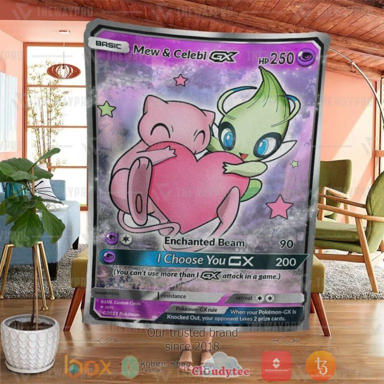 Anime-Pkm-Love-Mew-And-Celebi-Gx-Custom-Soft-Blanket-3