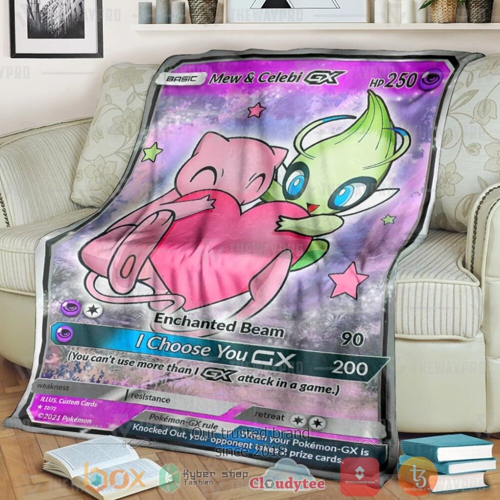 Anime Pkm Love Mew And Celebi Gx Custom Soft Blanket Anime Pkm Love Mew And Celebi Gx Custom Soft Blanket