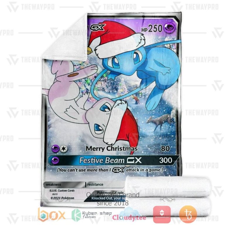 Anime-Pkm-New-Christmas-Mew-Gx-Custom-Soft-Blanket-2