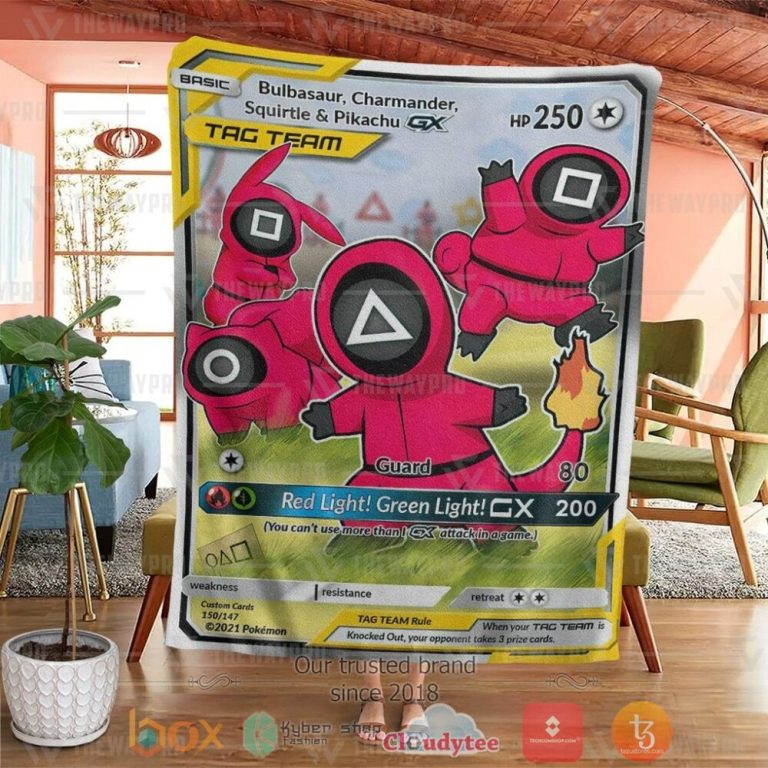 Anime-Pkm-Pikachu-Charmander-Squirtle-And-Bulbasaur-Guardian-Tag-Team-Custom-Soft-Blanket-3